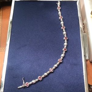 VTG Pink tourmaline SS 7” bracelet